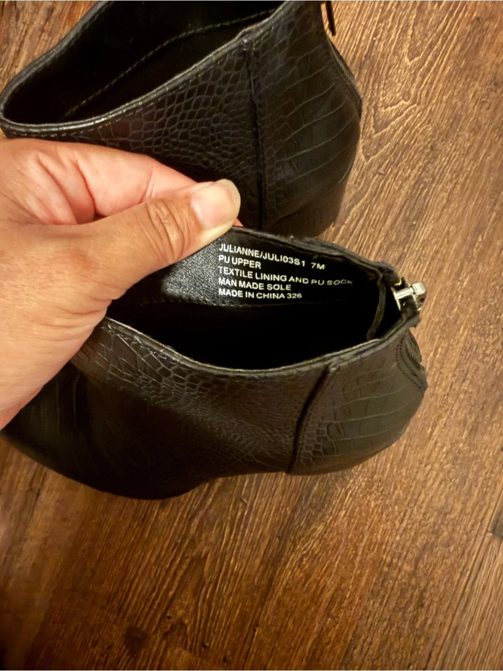 Steve Madden Black Croc-Embossed Pointed Ankle Booties